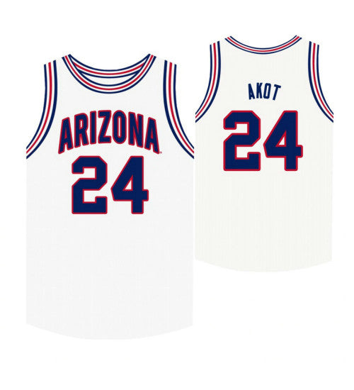 Arizona Wildcats Emmanuel Akot College Basketball Jersey White retro stitched fan jersey RTJ12288 image 1