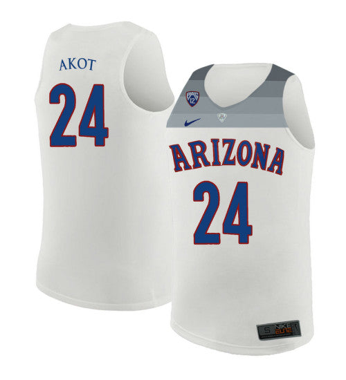 Arizona Wildcats 24 Emmanuel Akot College Basketball Jersey White 269 retro stitched fan jersey RTJ12380 image 1