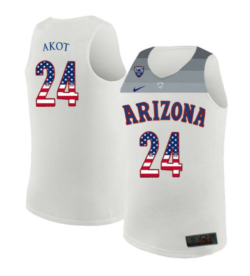 Arizona Wildcats 24 Emmanuel Akot College Basketball Jersey White 270 retro stitched fan jersey RTJ12379 image 1