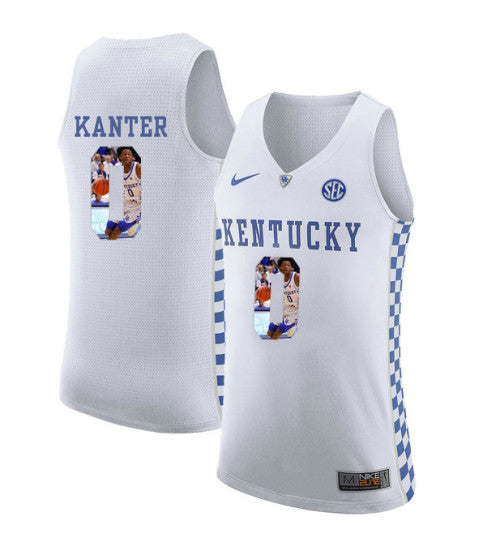 Kentucky Wildcats 0 Enes Kanter College Basketball Jersey White retro stitched fan jersey RTJ10431 image 1