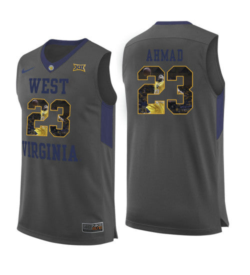 West Virginia Mountaineers 23 Esa Ahmad College Basketball Jersey Gray 5707 retro stitched fan jersey RTJ6942 image 1