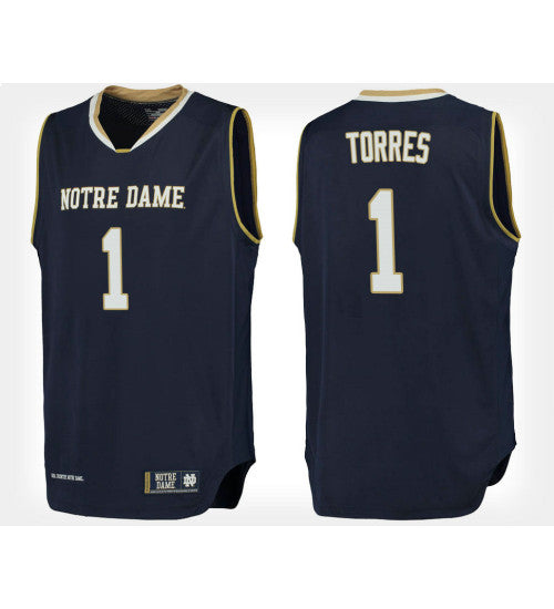 Notre Dame Fighting Irish 1 Austin Torres Navy Home College Basketball Jersey retro stitched fan jersey RTJ2984 image 1
