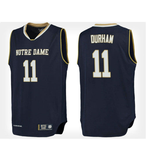 Notre Dame Fighting Irish 11 Juwan Durham Navy Home College Basketball Jersey retro stitched fan jersey RTJ2969 image 1