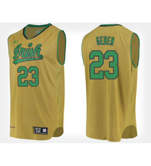 Notre Dame Fighting Irish 23 Martinas Geben Gold Alternate College Basketball Jersey retro stitched fan jersey RTJ2953