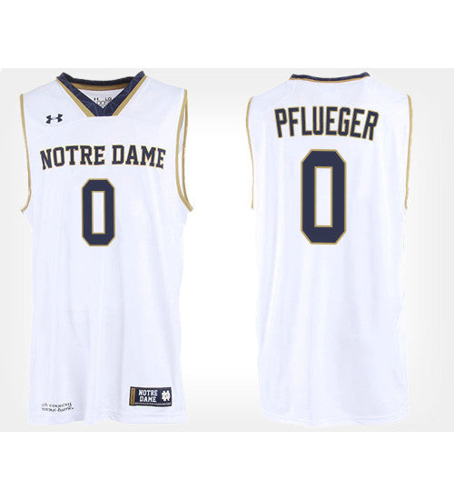 Notre Dame Fighting Irish 0 Rex Pflueger White Road College Basketball Jersey retro stitched fan jersey RTJ8785 image 1