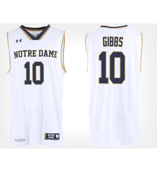 Notre Dame Fighting Irish 10 Tj Gibbs White Road College Basketball Jersey retro stitched fan jersey RTJ8774 image 1