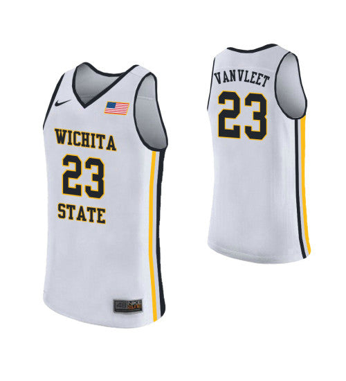 Wichita State Shockers 23 Fred Vanvleet College Basketball Jersey White retro stitched fan jersey RTJ6847 image 1
