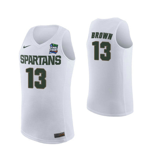 Gabe Brown Michigan State Spartans White Final Four College Basketball Jersey retro stitched fan jersey RTJ11241 image