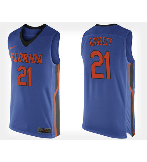 Florida Gators 21 Dontay Bassett Blue Home College Basketball Jersey retro stitched fan jersey RTJ5489 image 1