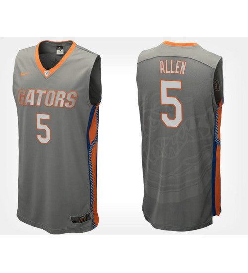 Florida Gators 5 Kevaughn Allen Gray Road College Basketball Jersey retro stitched fan jersey RTJ11343 image 1