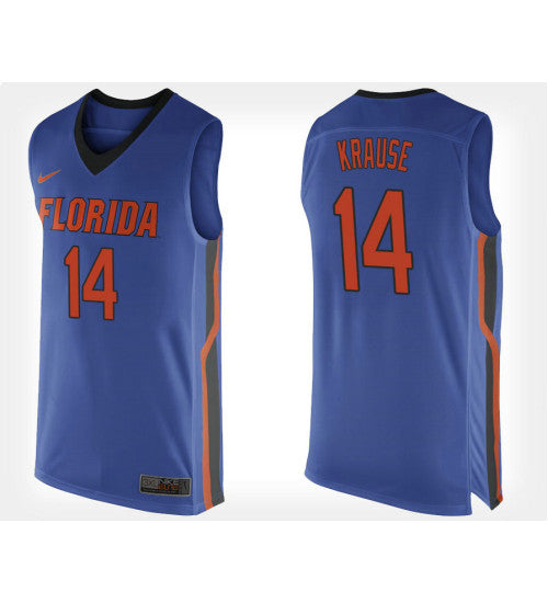 Florida Gators 14 Mak Krause Blue Home College Basketball Jersey retro stitched fan jersey RTJ11383 image 1