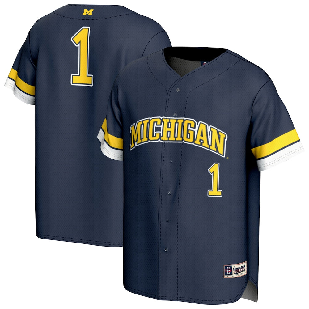 Michigan Wolverines Navy Baseball Jersey product image