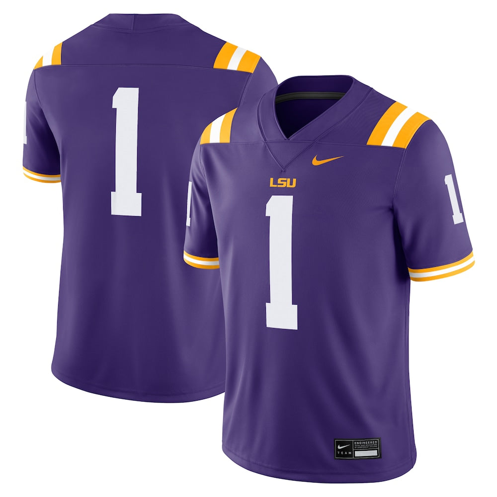 LSU Tigers #1 Game Purple Football Jersey product image