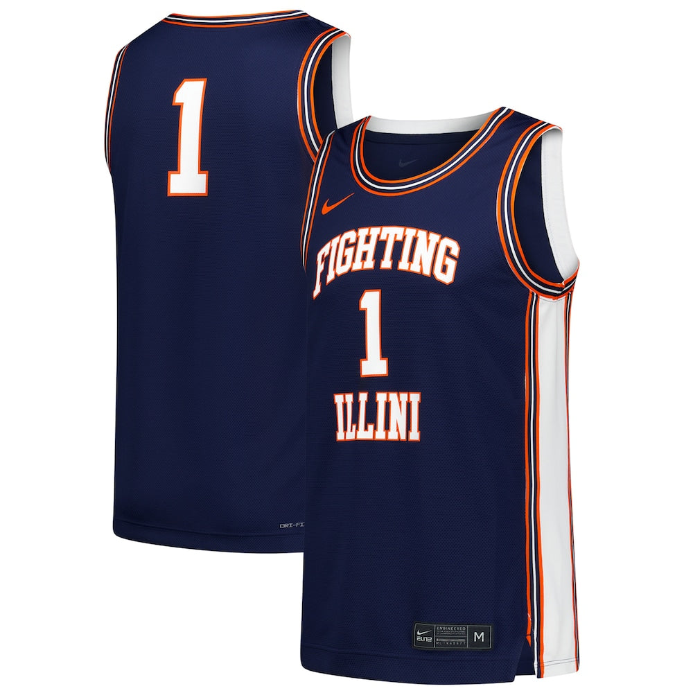 Illinois Fighting Illini #1 Replica Navy Basketball Jersey product image