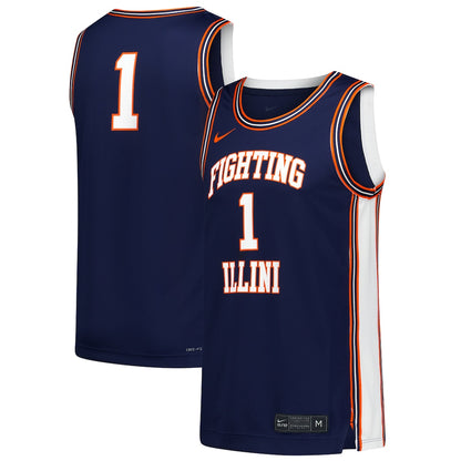 Illinois Fighting Illini #1 Replica Navy Basketball Jersey product image