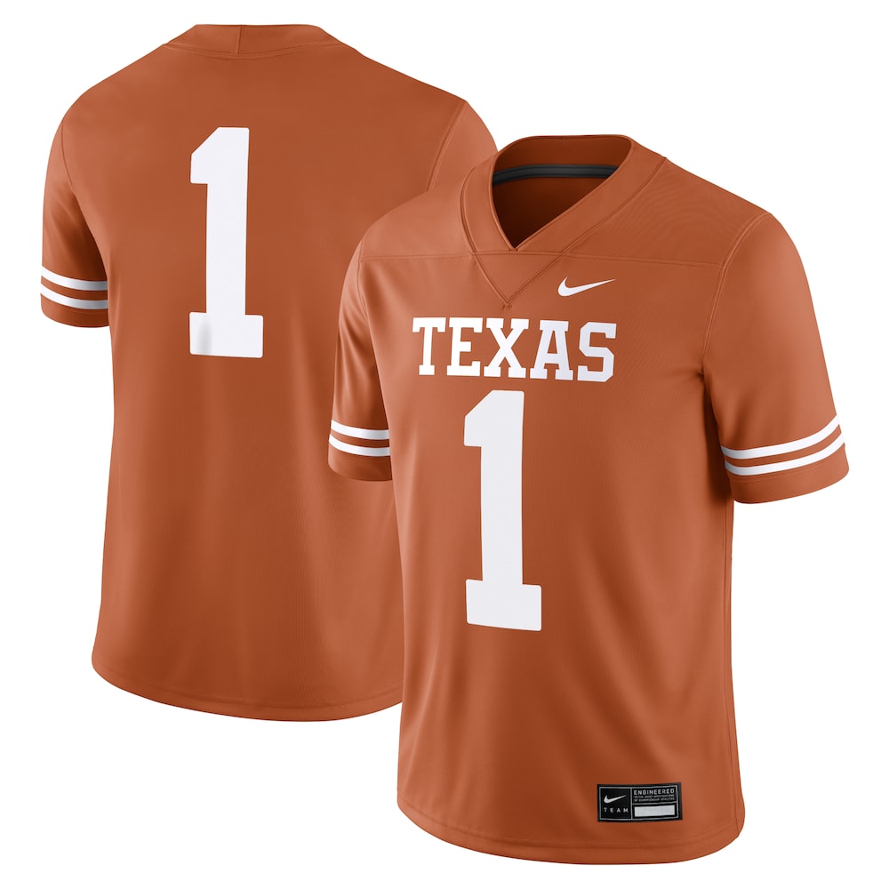 Texas Longhorns #1 Game Orange Football Jersey product image