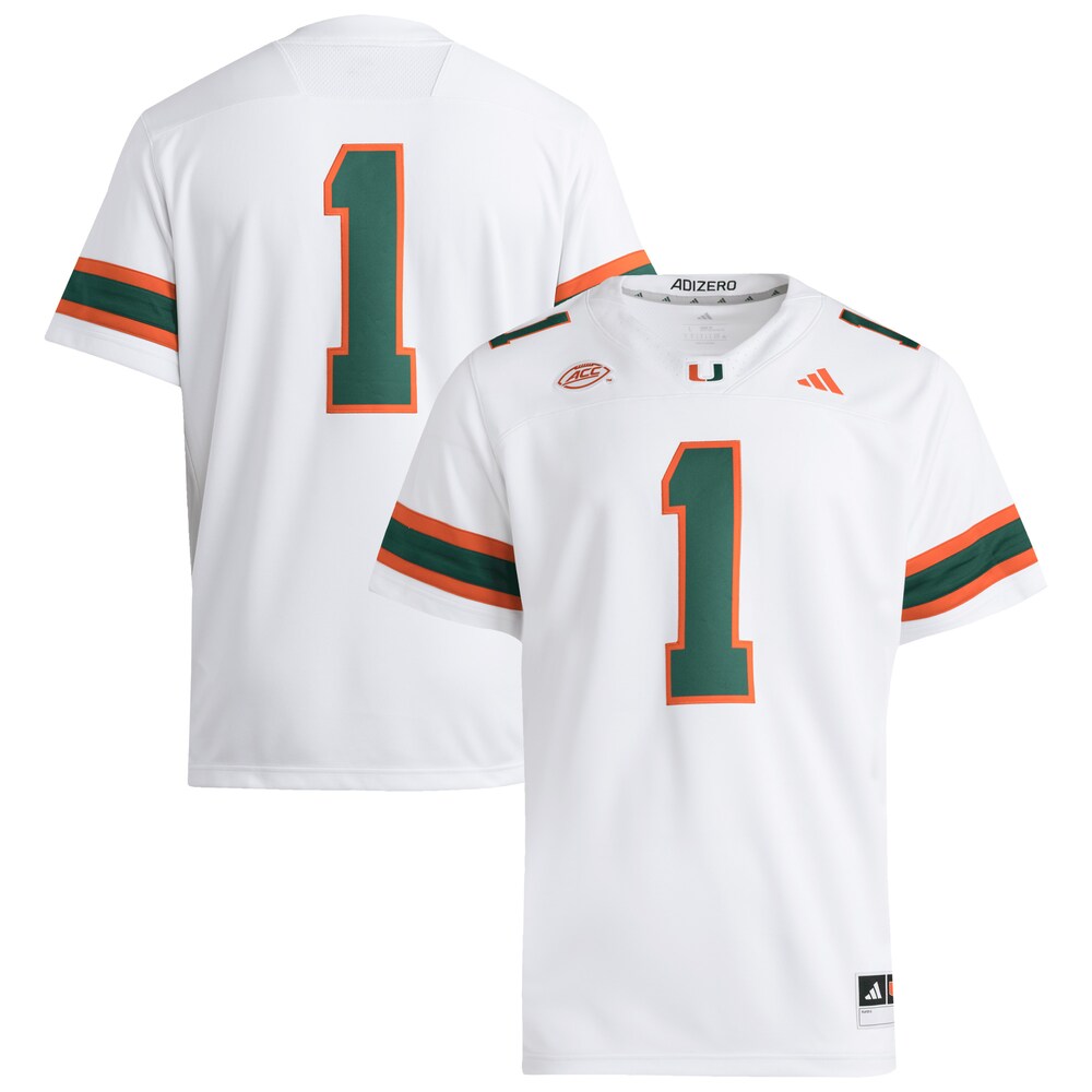 Miami Hurricanes #1 Premier White Football Jersey product image
