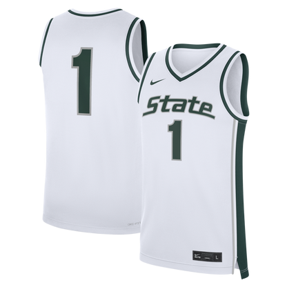 Michigan State Spartans #1 Replica Alternate White Basketball Jersey product image