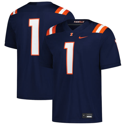 Illinois Fighting Illini #1 Replica Game Untouchable Navy Football Jersey product image