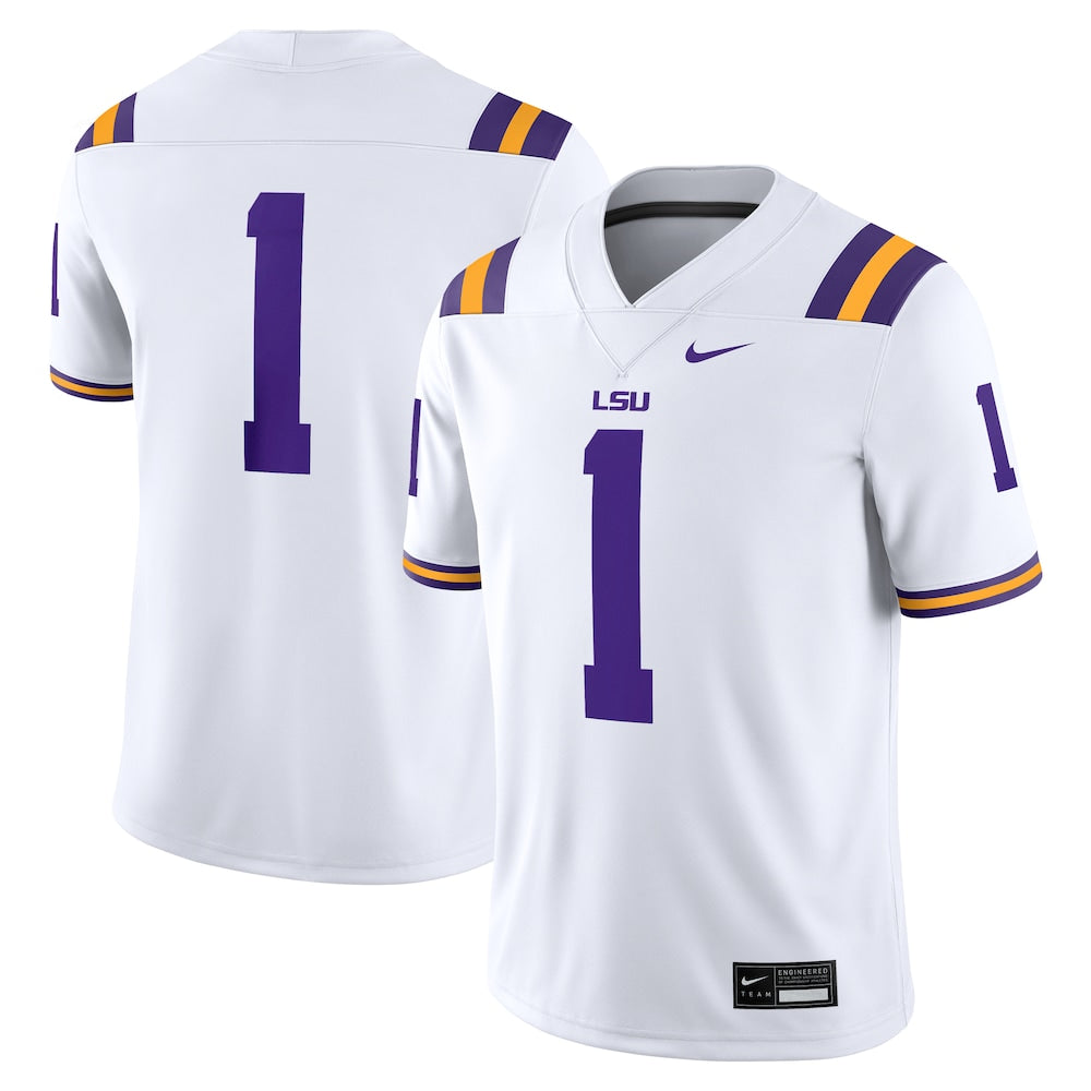 LSU Tigers #1 Game White Football Jersey product image