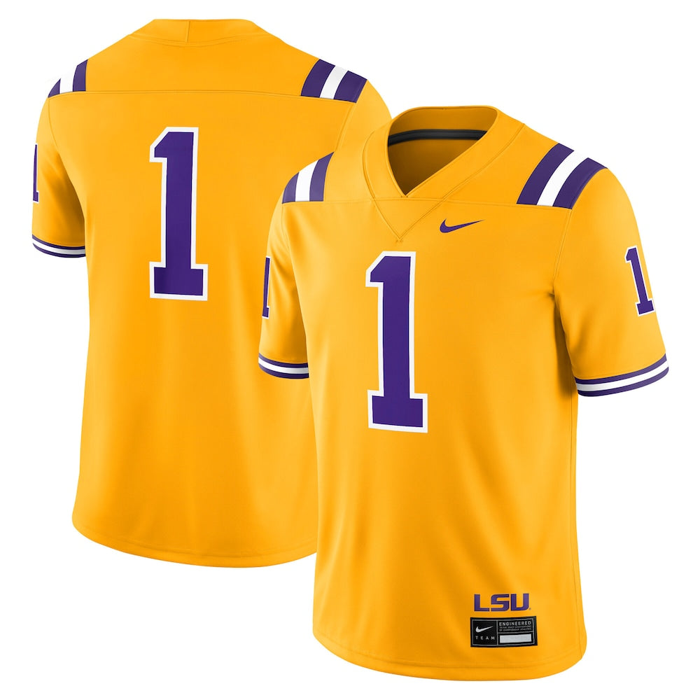 LSU Tigers #1 Alternate Game Gold Football Jersey product image