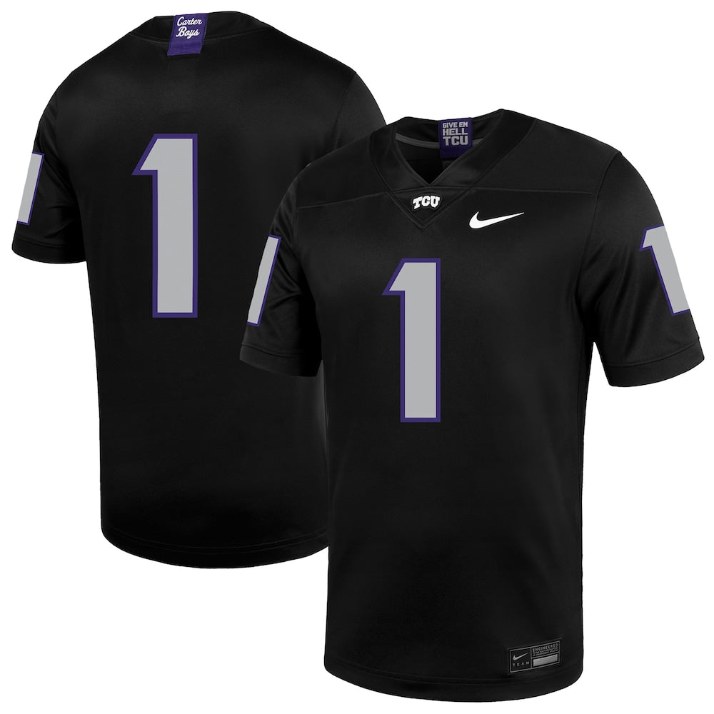 TCU Horned Frogs #1 Untouchable Black Football Jersey product image