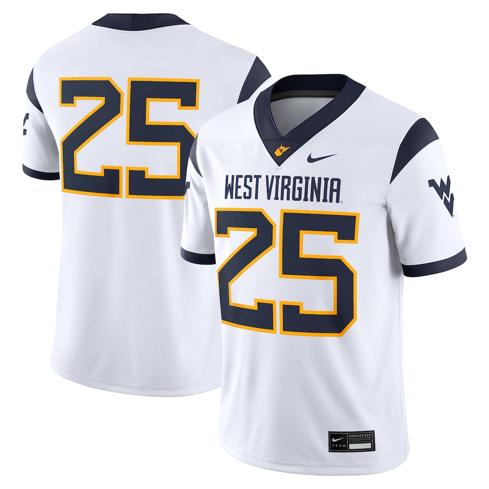 West Virginia Mountaineers #25 Away Limited Game White Football Jersey product image
