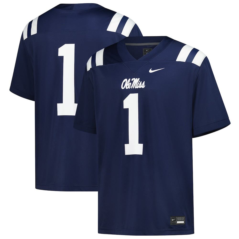 Ole Miss Rebels #1 Untouchable Navy Football Jersey product image