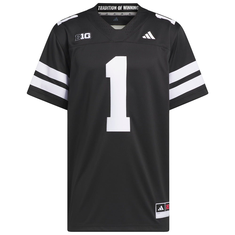Nebraska Huskers #1 Alternate Premier Black Football Jersey product image