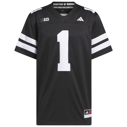 Nebraska Huskers #1 Alternate Premier Black Football Jersey product image