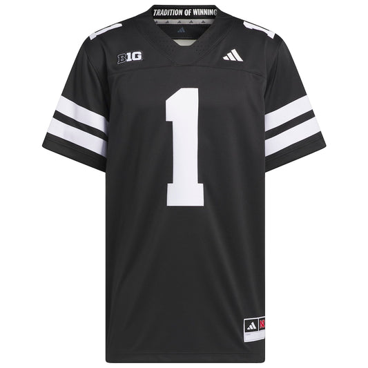 Nebraska Huskers #1 Alternate Premier Black Football Jersey product image