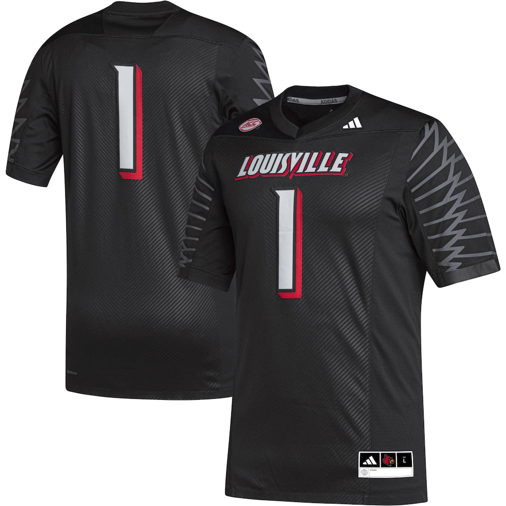 Louisville Cardinals #1 Premier Black Football Jersey product image