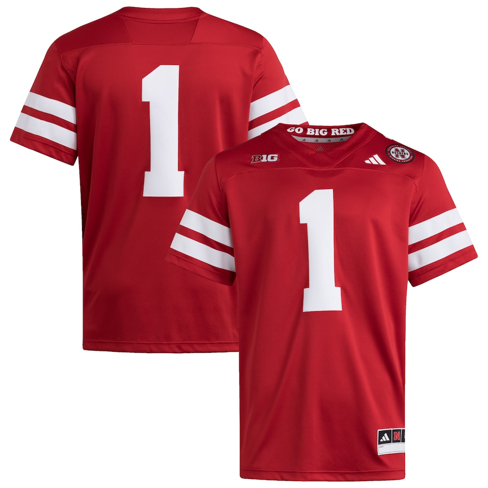 Nebraska Huskers #1 Premier Scarlet Football Jersey product image