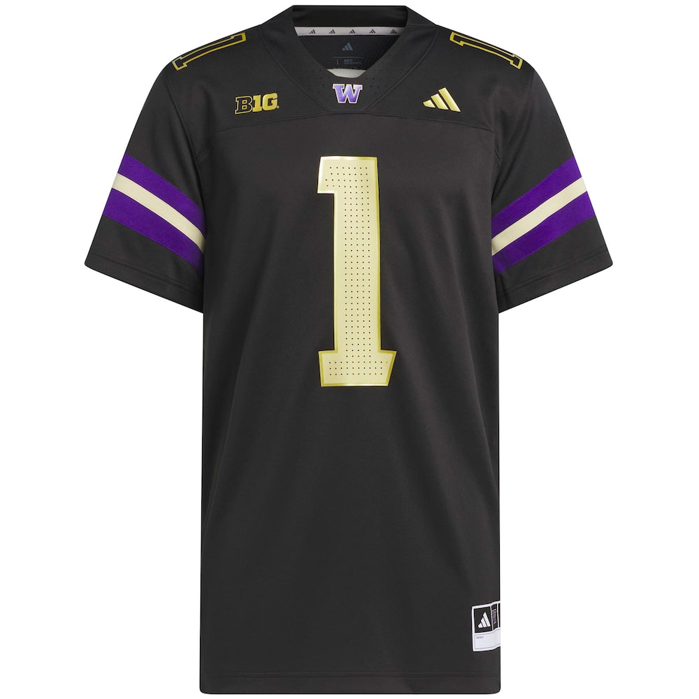 Washington Huskies #1 Premier Black Football Jersey product image