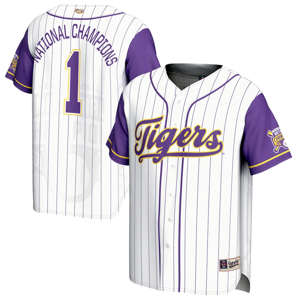LSU Tigers 2025 Lightweight Gameday Greats White Baseball Jersey product image