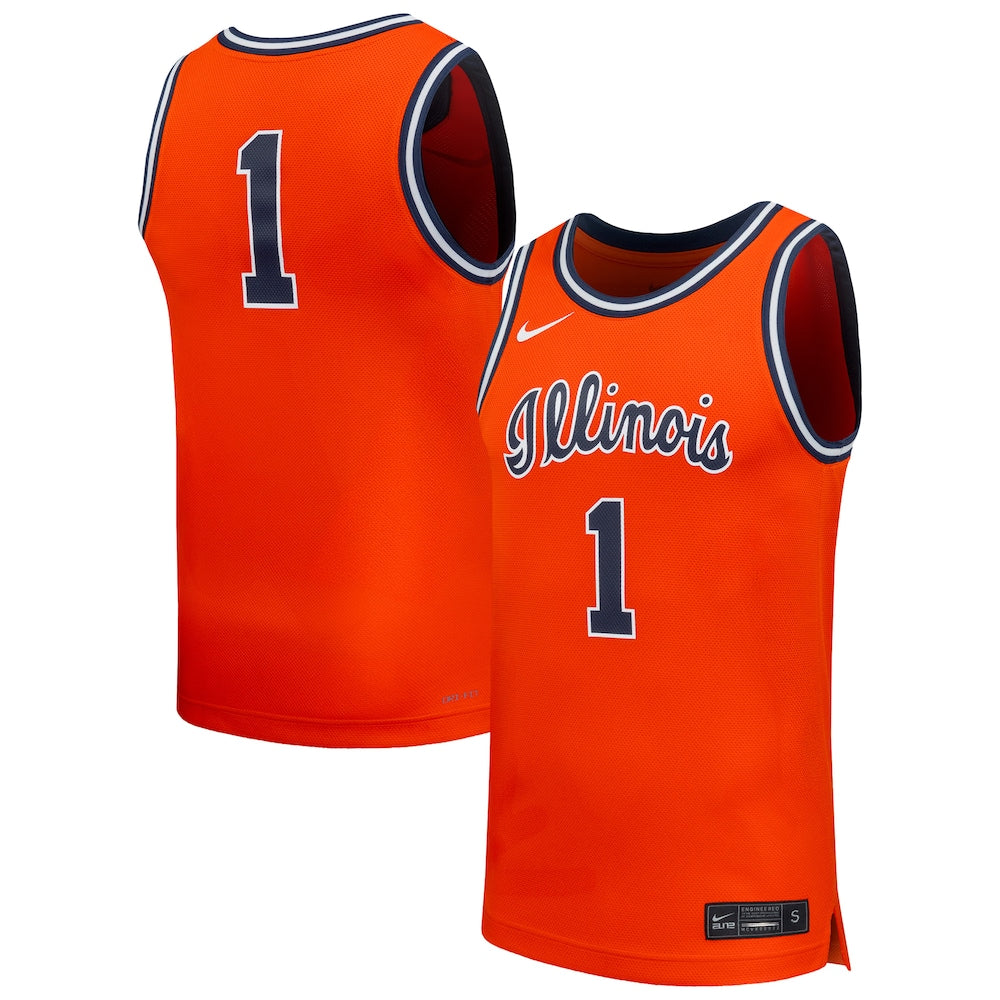 Illinois Fighting Illini #1 Replica Orange Basketball Jersey product image