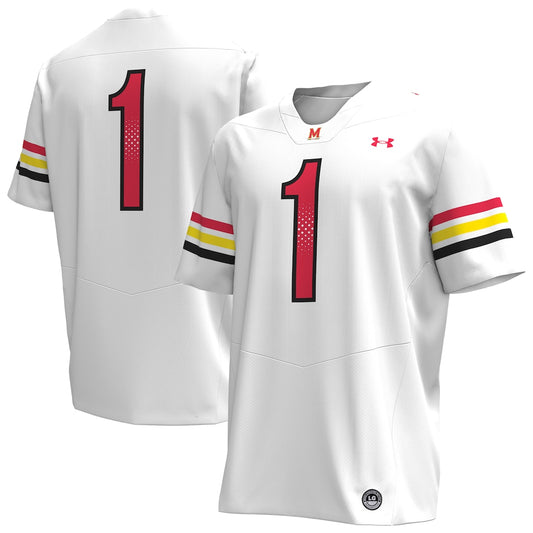 Maryland Terrapins #1 Replica White Football Jersey product image