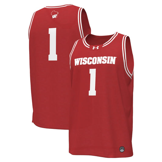 Wisconsin Badgers #1 Replica Red Basketball Jersey product image