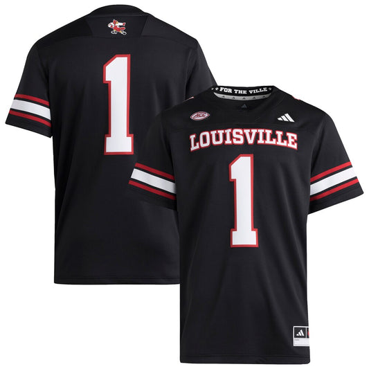 Louisville Cardinals #1 Premier Black Football Jersey product image