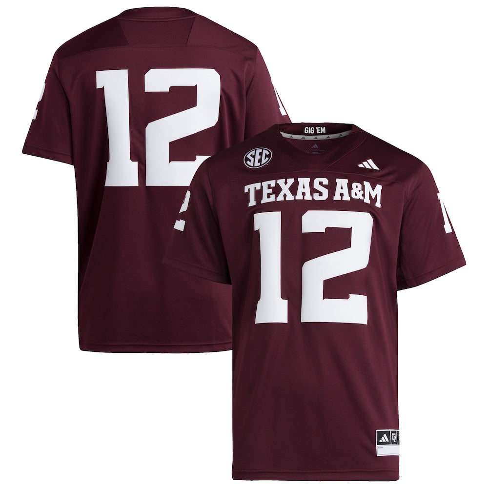 Texas A&m Aggies #12 Premier Maroon Football Jersey product image