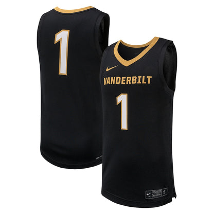 Vanderbilt Commodores #1 Replica Black Basketball Jersey product image