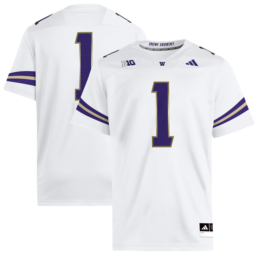 Washington Huskies #1 Premier White Football Jersey product image