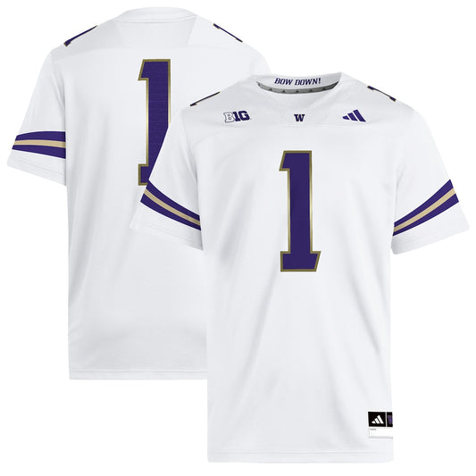 Washington Huskies #1 Premier White Football Jersey product image