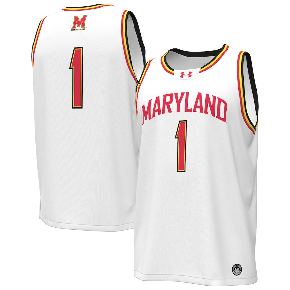 Maryland Terrapins #1 Replica White Basketball Jersey product image