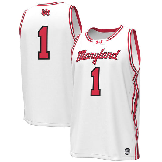 Maryland Terrapins #1 Replica Throwback White Basketball Jersey product image