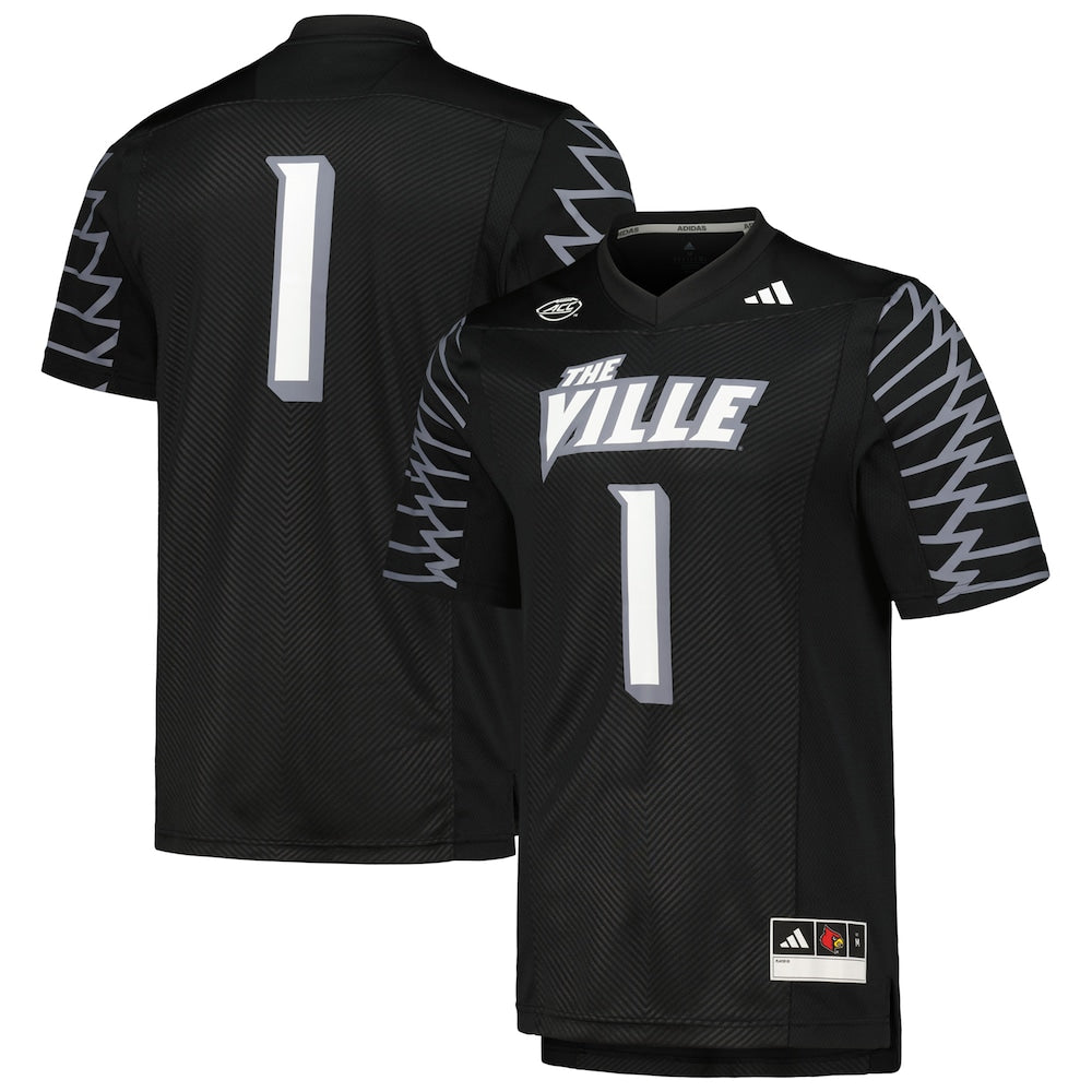 Louisville Cardinals #1 2023 Premier Black Football Jersey product image