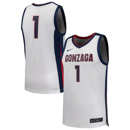 Gonzaga Bulldogs #1 Replica White Basketball Jersey product image
