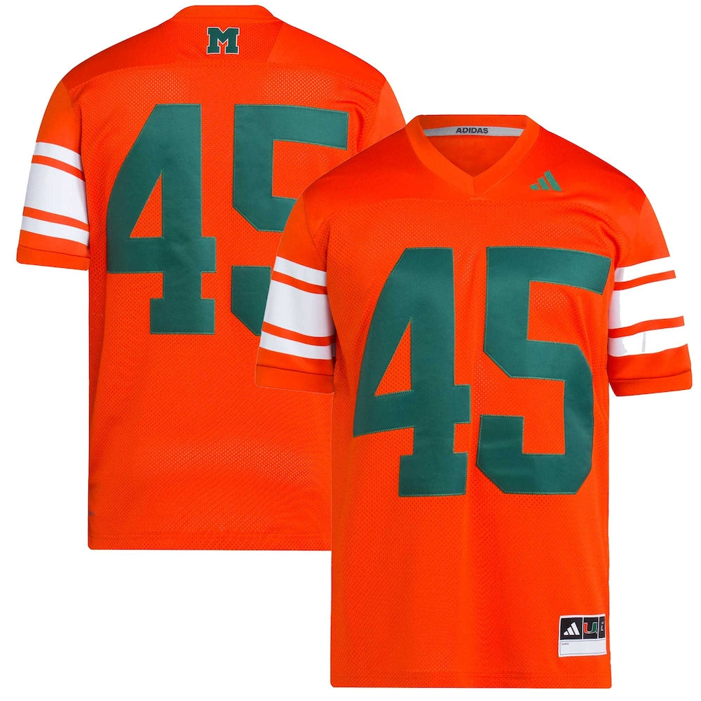 Miami Hurricanes #45 Premier Orange Football Jersey product image