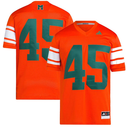 Miami Hurricanes #45 Premier Orange Football Jersey product image