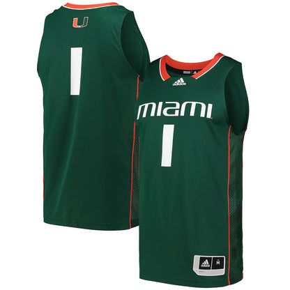 Miami Hurricanes #1 Swingman Green Basketball Jersey product image